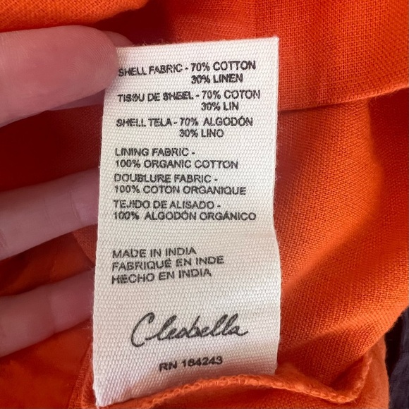Cleobella Oscar Belted Cotton Linen Blend Shorts Orange High Rise - Picture 6 of 7